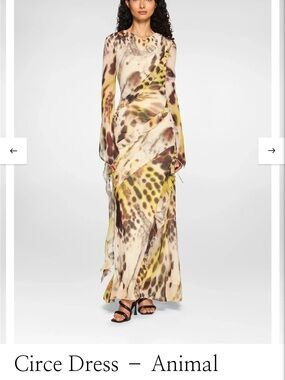 Animal Print Maxi Dress - Yellow Animal